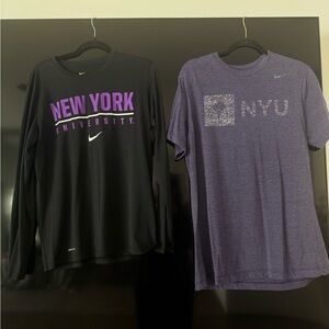 Nike NYU Dri-Fit Shirt 2 Piece Bundle — Long Sleeve + Short Sleeve (Men’s M)